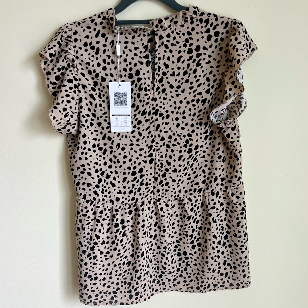 NWT Ruffle Animal Print Babydoll Tunic Top - Picture 6 of 10